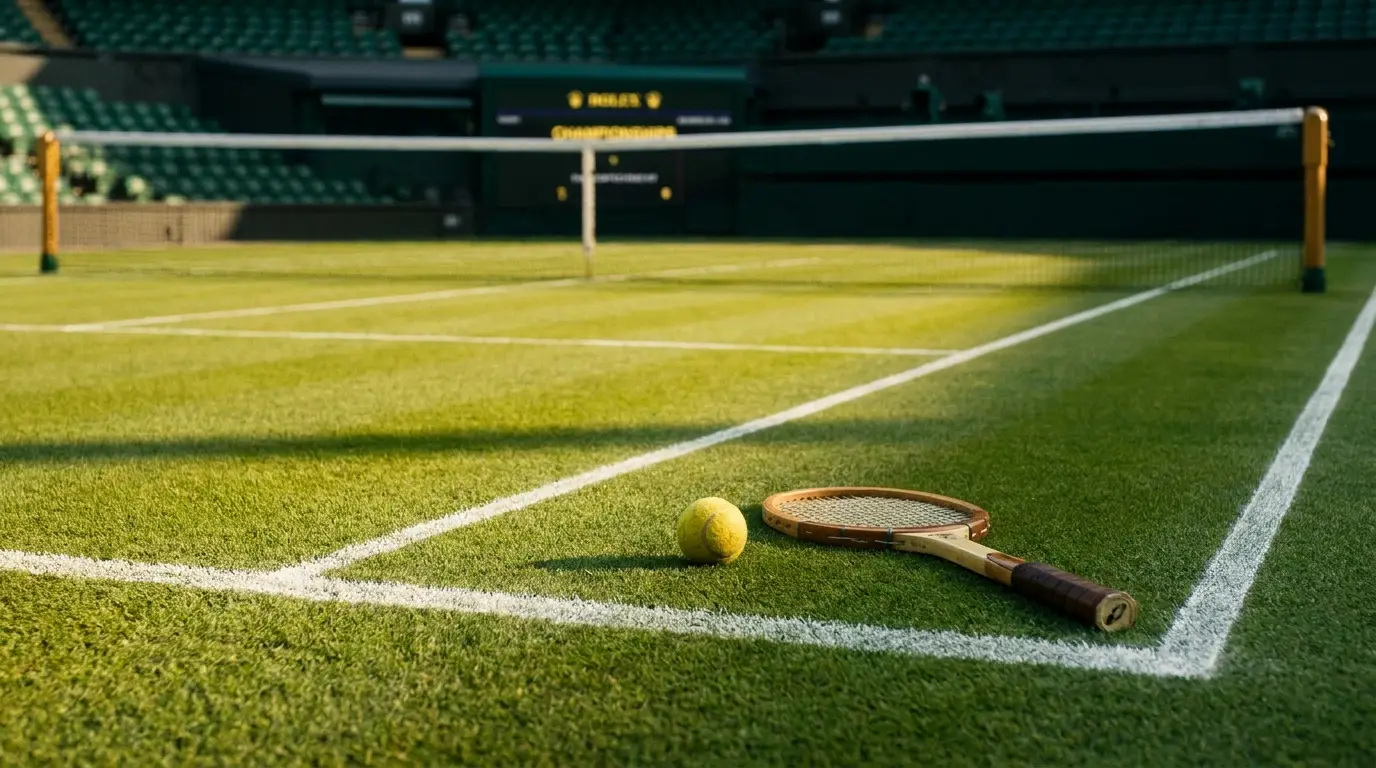 Jack Draper in all-white Vuori kit warming up on a grass court ahead of Wimbledon 2026